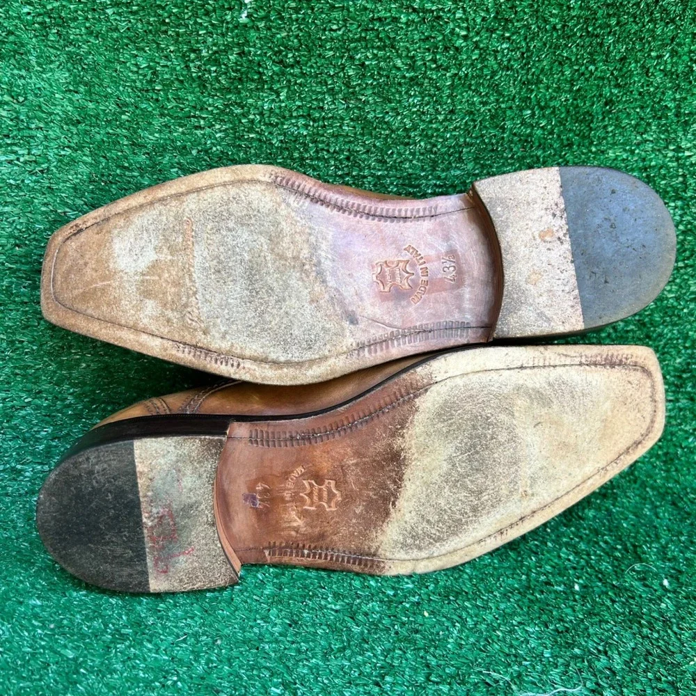Certo Mens Tan Leather Derby Dress Shoes Made in Italy 3580 Size 43.5
